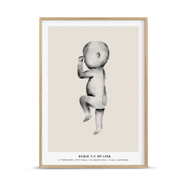 Birth poster aquarel beige